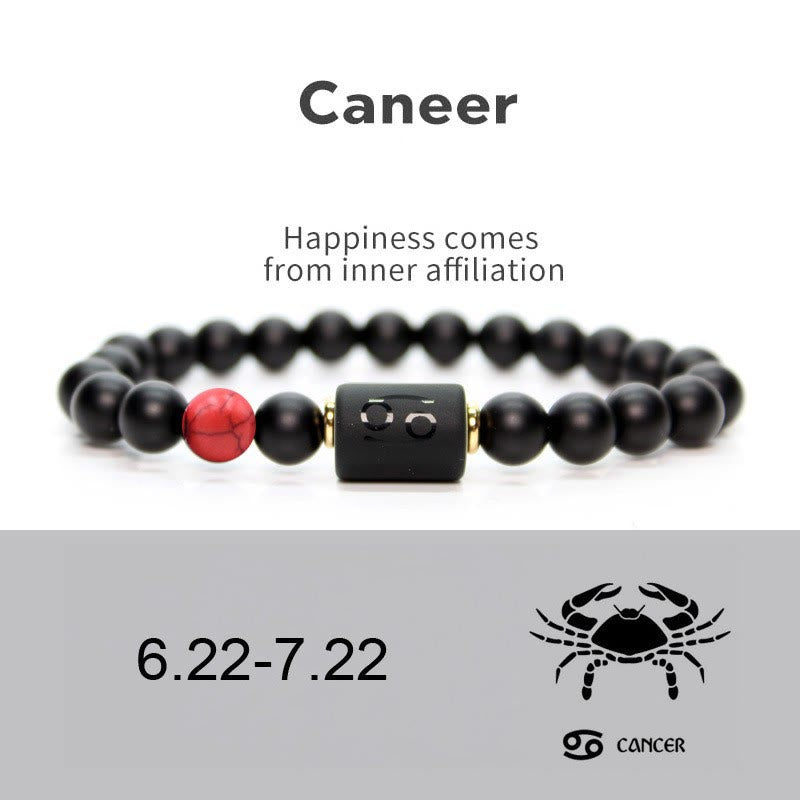 Bracelet homme en onyx noir naturel avec signe du zodiaque Olivenorma