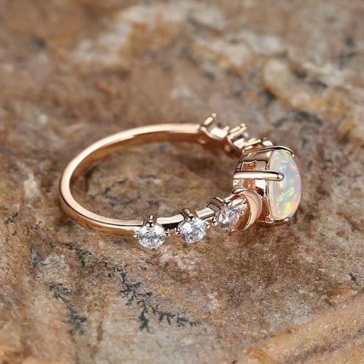 Bague en opale avec phases de lune croissantes Olivenorma « Pierre de purification »