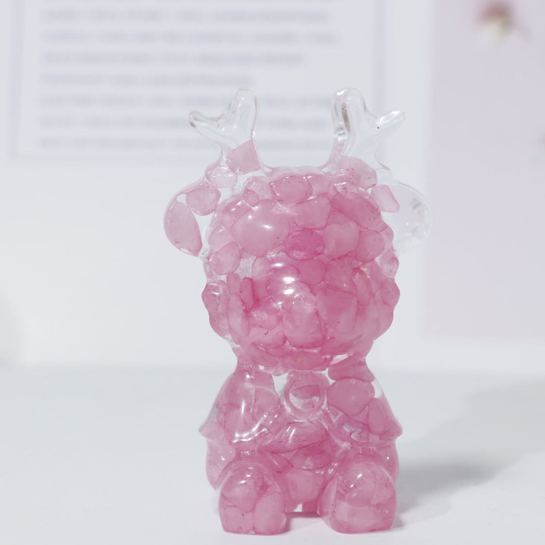 Décoration en pierre précieuse en forme d'élan en cristal naturel Olivenorma