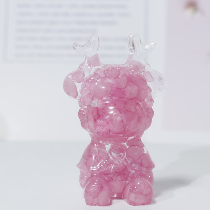 Décoration en pierre précieuse en forme d'élan en cristal naturel Olivenorma