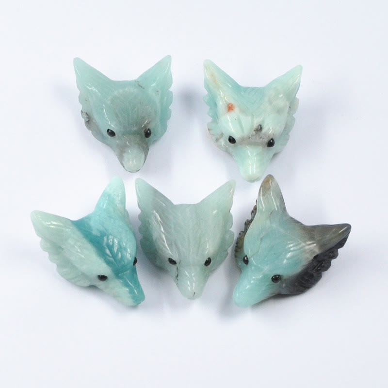 Décoration en cristal sculpté en forme de tête de loup gardien Olivenorma Spirit - Amazonite - Avec carte - image 12