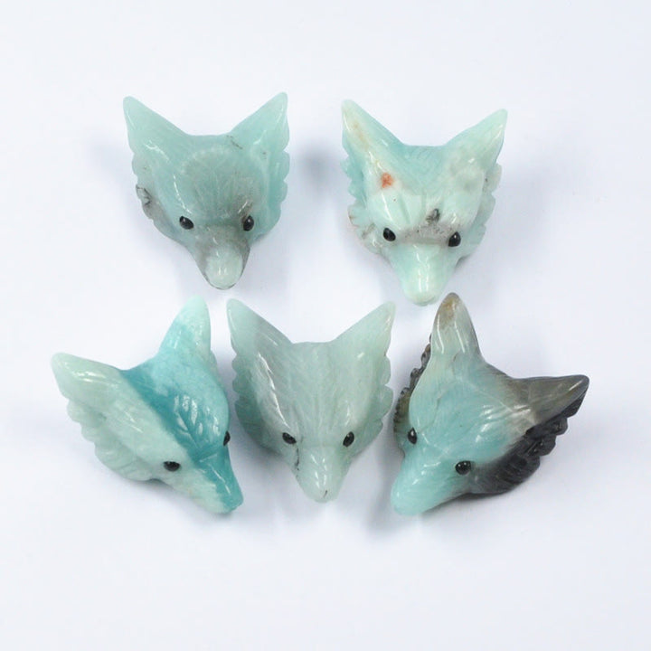 Décoration en cristal sculpté en forme de tête de loup gardien Olivenorma Spirit - Amazonite - Avec carte - image 12