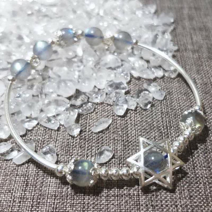 Bracelet hexagramme en pierre de lune Olivenorma