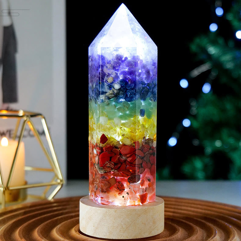 Lampe en cristal de quartz rose naturel pour chakras Olivenorma