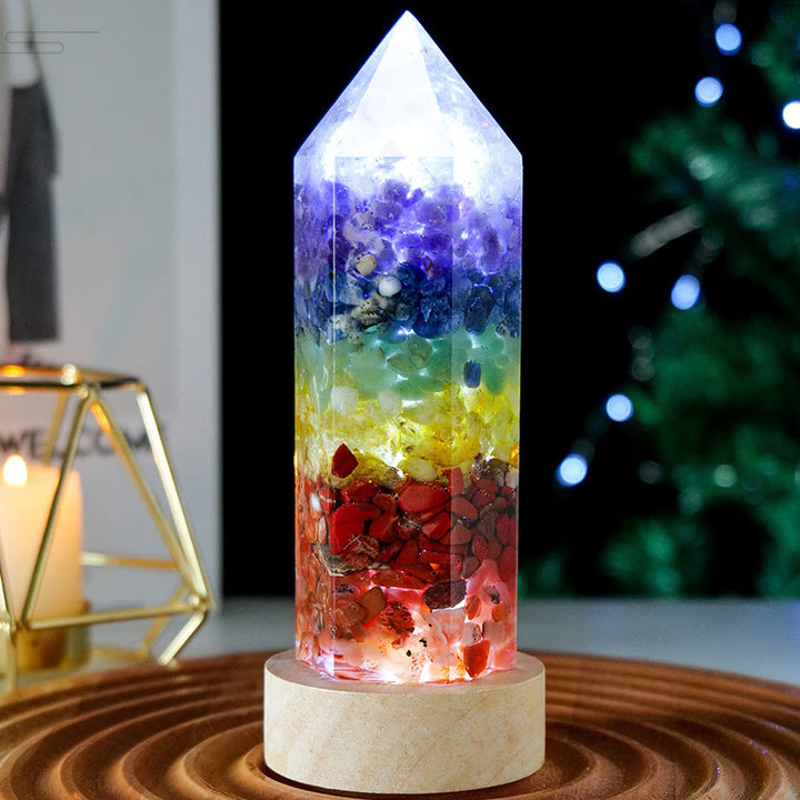 Lampe en cristal de quartz rose naturel pour chakras Olivenorma