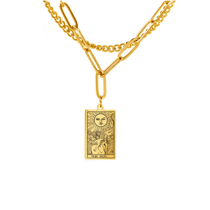 Collier à double chaîne avec carte de tarot Olivenorma