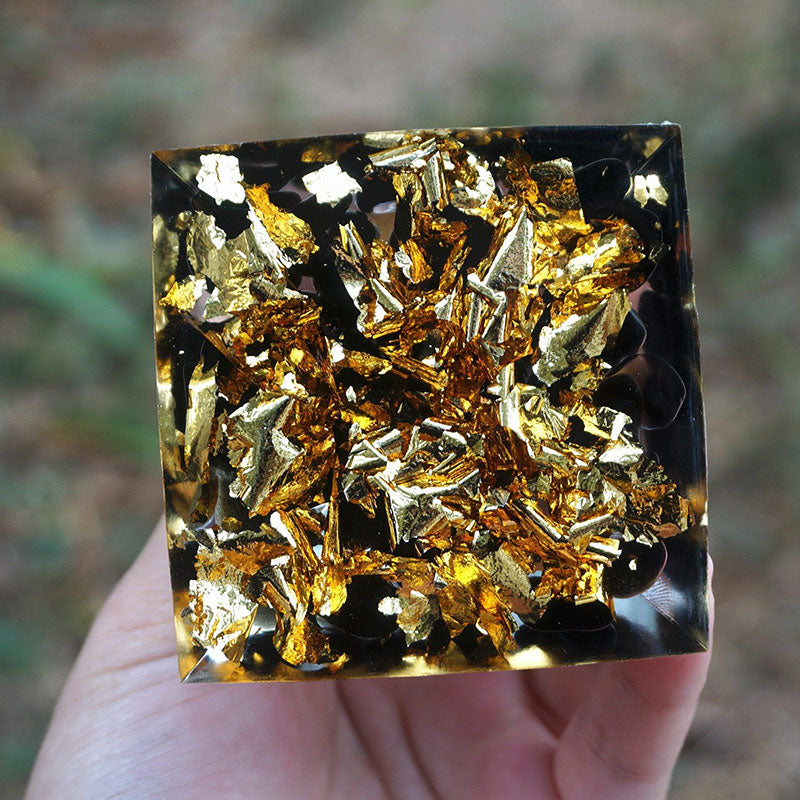 Pyramide d'orgone de protection en œil de tigre et obsidienne du gardien Olivenorma - image 5