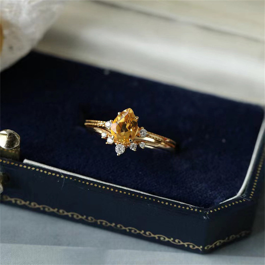 Bague en argent 925 et ou avec citrine en forme de goutte Olivenorma