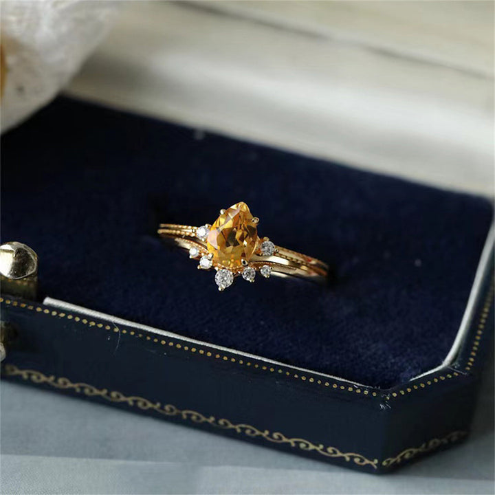 Bague en argent 925 et ou avec citrine en forme de goutte Olivenorma