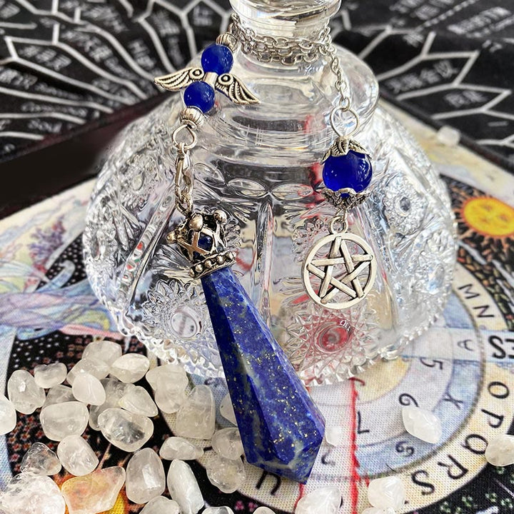 Pendule couronne d'ailes en cristal de lapis-lazuli Olivenorma