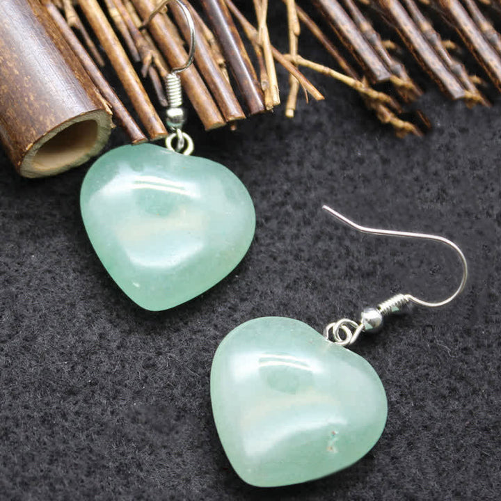 Boucles d'oreilles de guérison en cristal naturel avec cœur