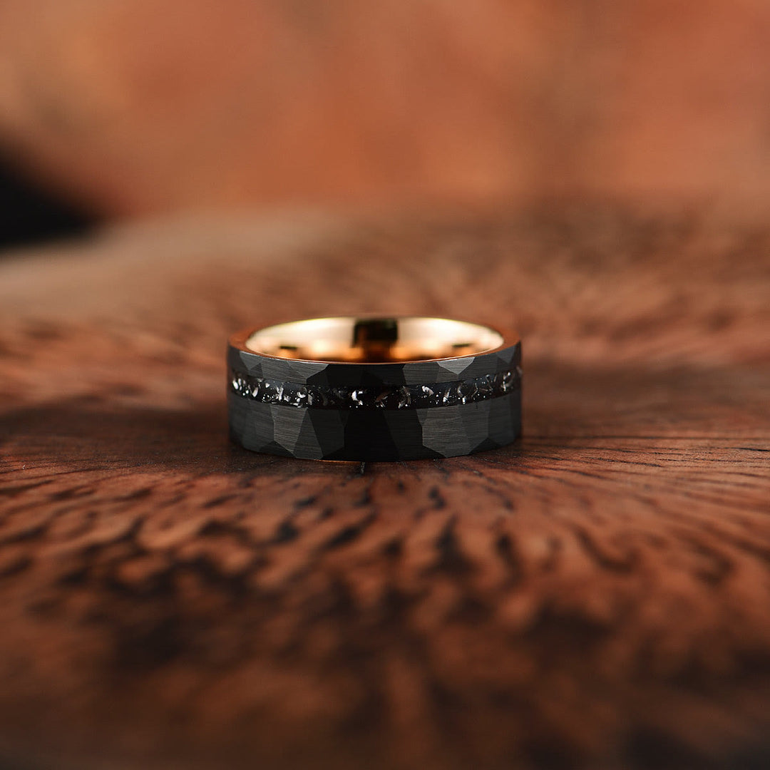 Bague en carbure de tungstène avec tourmaline noire Olivenorma 8 mm