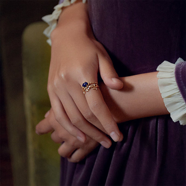 Olivenorma « Toutes les pensées sont des étoiles » – Bague rétro en lapis-lazuli