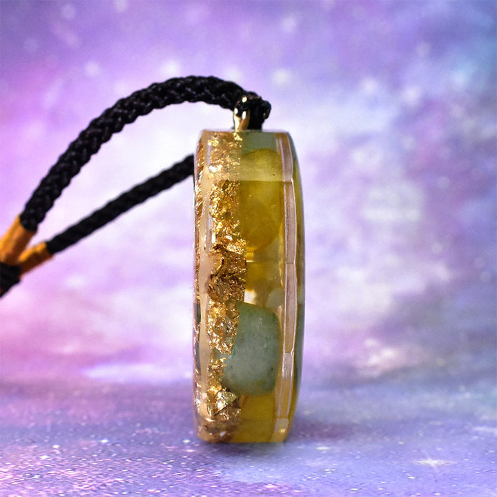 Collier symbole du cube de Métatron en aventurine verte cristal transparent Olivenorma