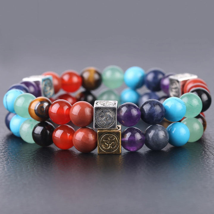 Bracelet de yoga 7 chakras en perles multicolores Olivenorma
