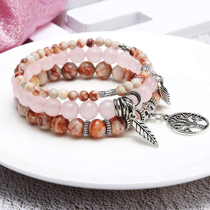 Bracelet en quartz rose Arbre de vie Olivenorma