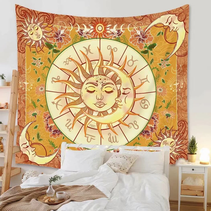 Tapisserie Boho Zodiaque Jaune Soleil Olivenorma
