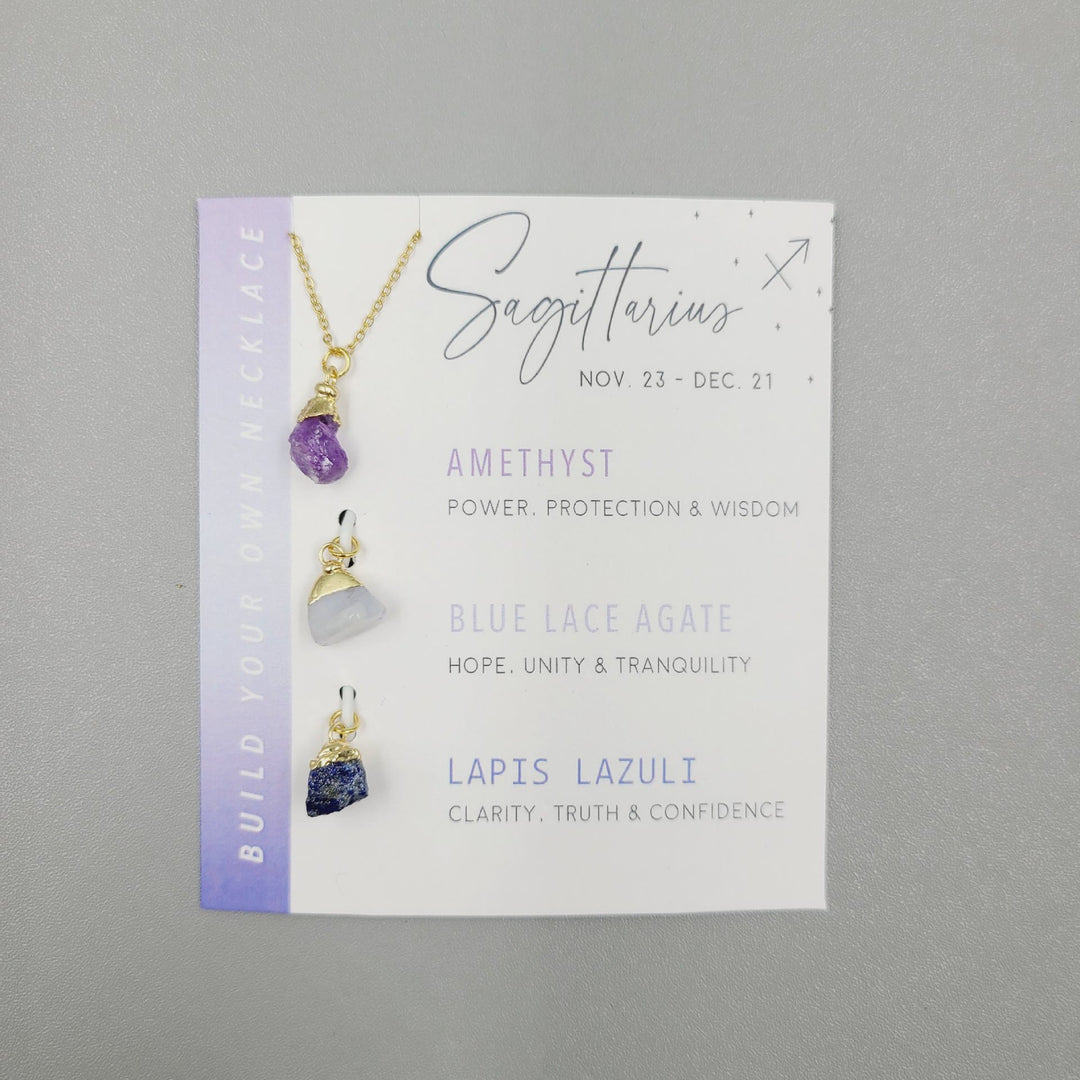 Collier avec pendentifs en cristal brut du zodiaque Olivenorma