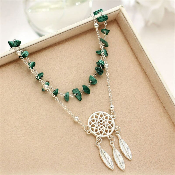 Bracelet de cheville en gravier de malachite naturelle Olivenorma