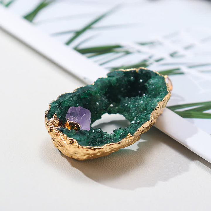 Collier en roche de géode de cristal naturel