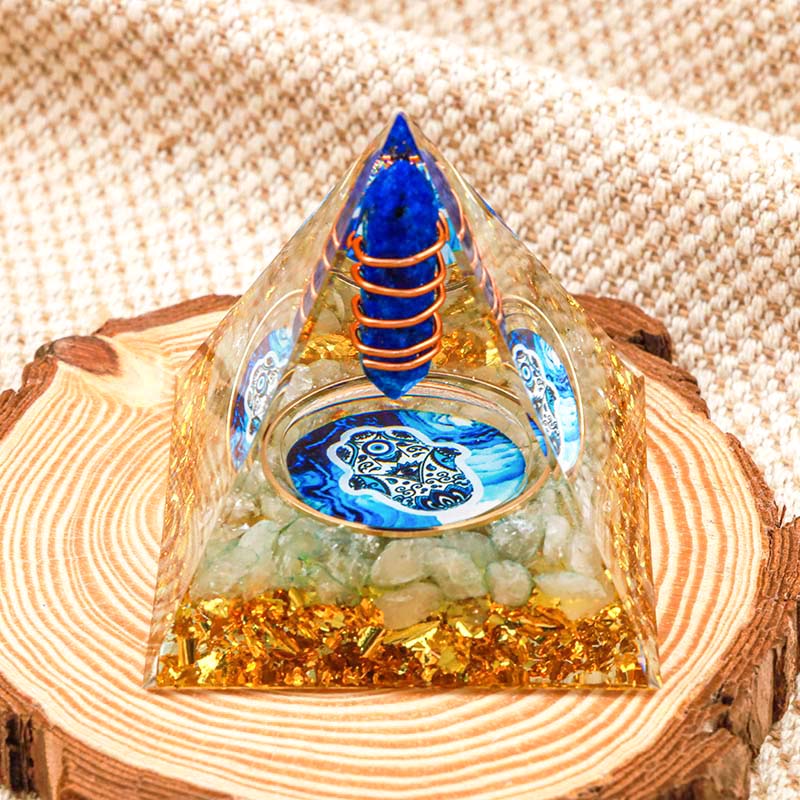 Pilier en lapis-lazuli Olivenorma Hamsa Energy Orgone Pyramid