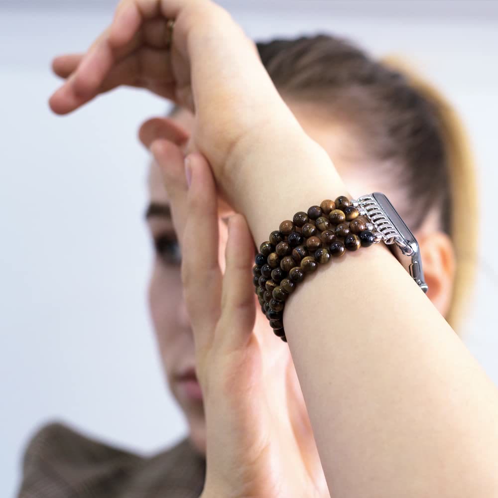 Bracelet de montre compatible avec le bracelet en perles d'œil de tigre Olivenorma