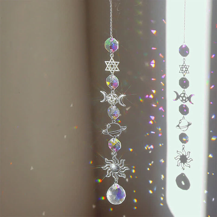 Attrape-rêves en cristal avec lune et étoiles