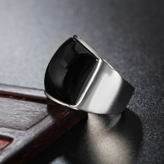 Bague en acier titane avec pierres précieuses naturelles Olivenorma