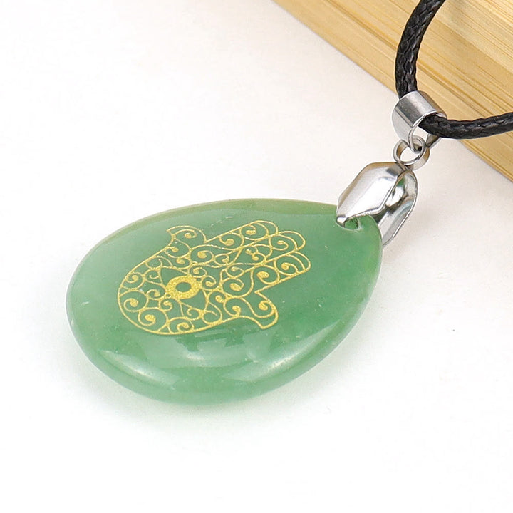 Collier pendentif Hamsa en cristal naturel en forme de goutte Olivenorma