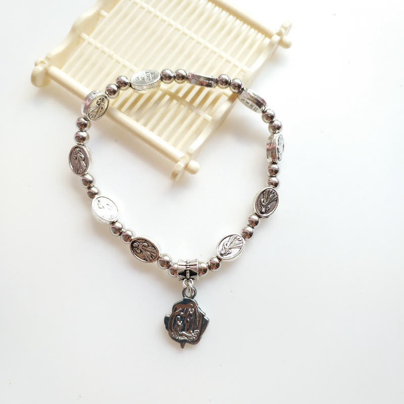 Bracelet croix chrétienne en alliage extensible avec cristal acrylique Olivenorma