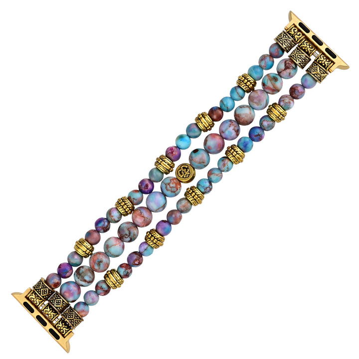 Bracelet de montre Apple en perles de pierre empereur bleu violet Olivenorma Om