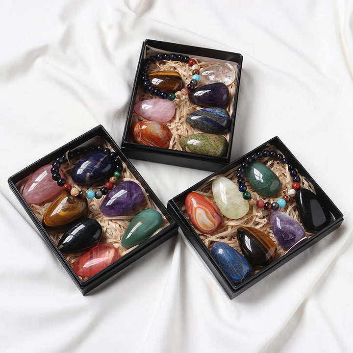 Ensemble de pierres brutes en forme de goutte en cristal naturel Olivenorma