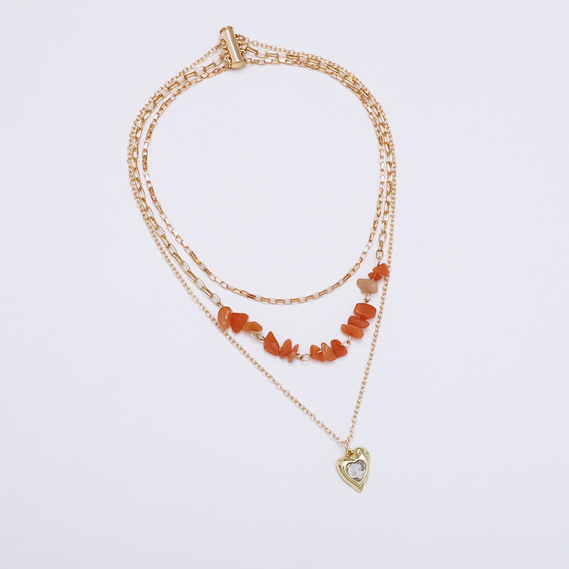 Collier à pendentif en forme de cœur irrégulier en agate blanche et zircone Olivenorma