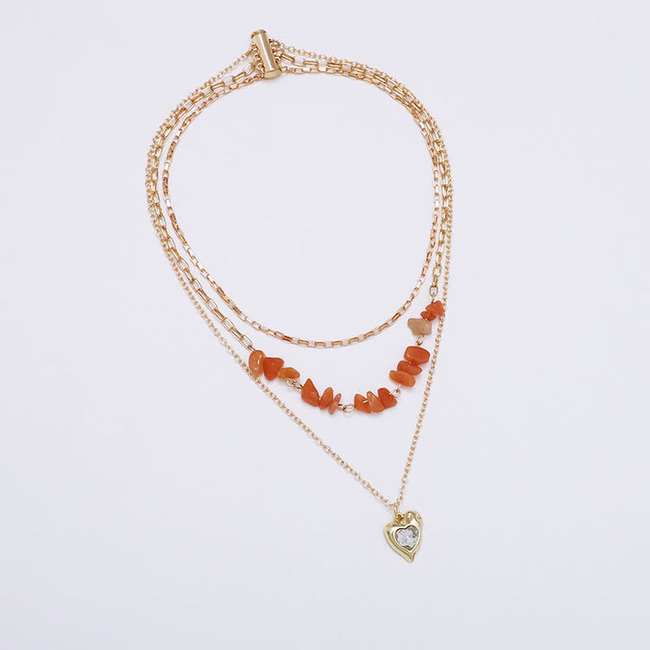 Collier à pendentif en forme de cœur irrégulier en agate blanche et zircone Olivenorma