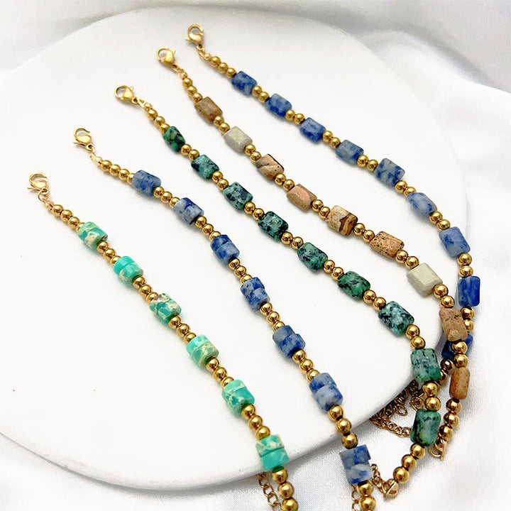 Bracelet de perles en pierre ethnique bohème Olivenorma