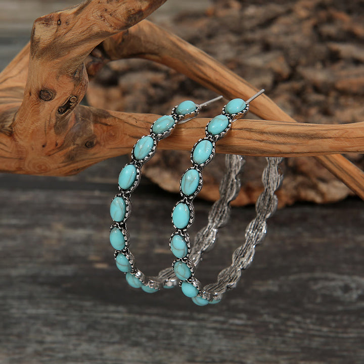 Boucles d'oreilles créoles Olivenorma en turquoise naturelle C