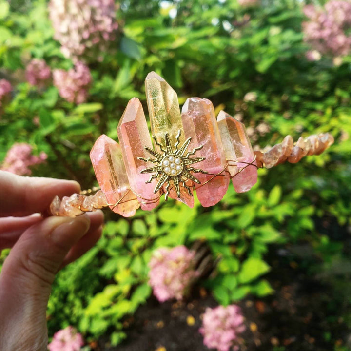 Couronne de cristal Boho Festival en cristal rose Olivenorma