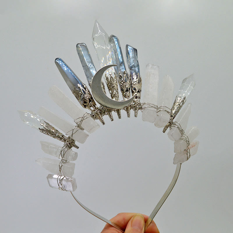 Couronne en cristal naturel de lune argentée faite à la main Olivenorma - Cristal gris électrolytique - image 17