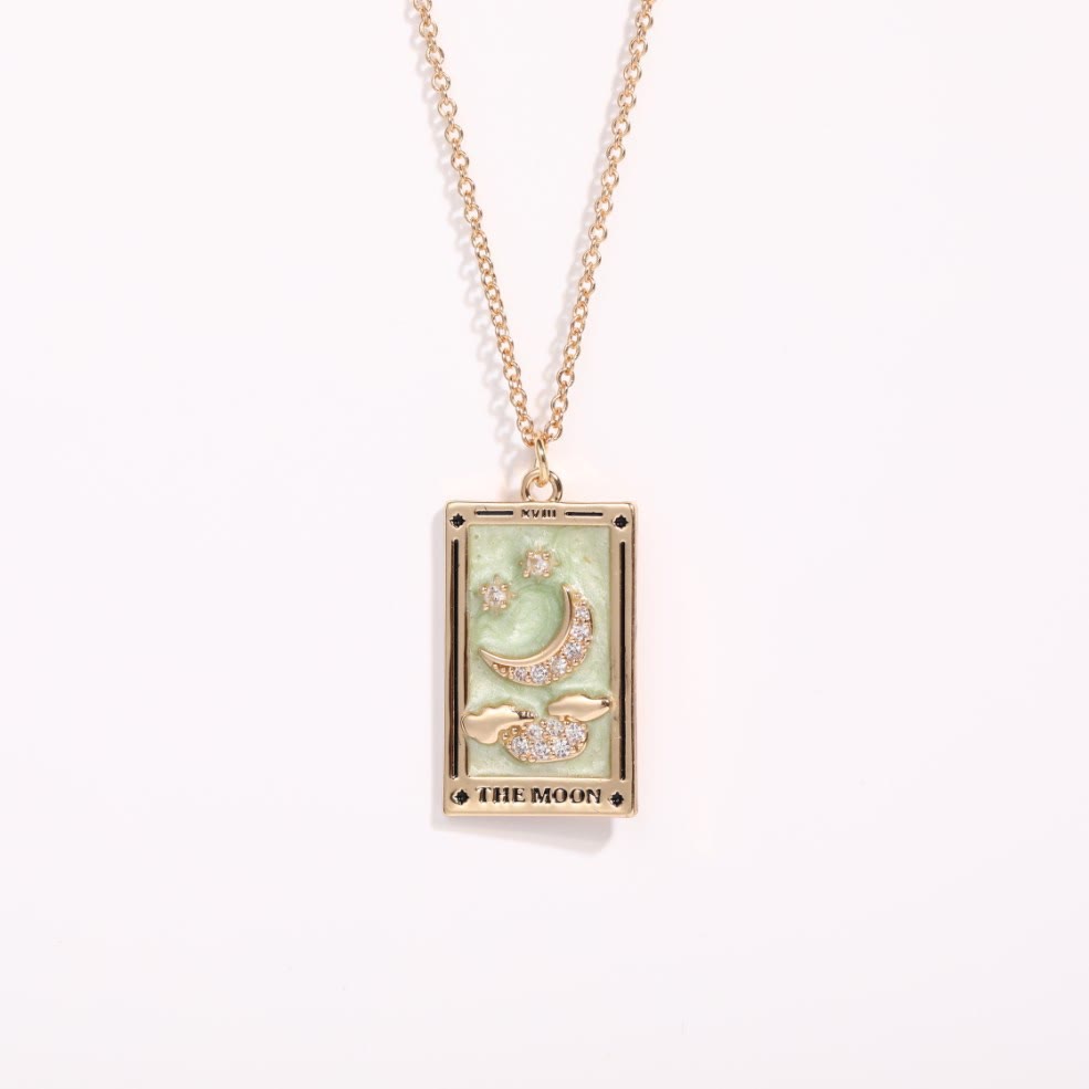 Collier en forme de goutte d'huile de tarot en or électroplaqué avec zircon Olivenorma