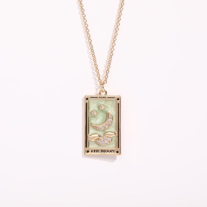 Collier en forme de goutte d'huile de tarot en or électroplaqué avec zircon Olivenorma