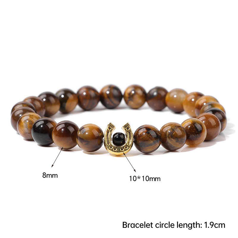 Bracelet pendentif fer à cheval en perles de pierre naturelle Olivenorma de 8 mm