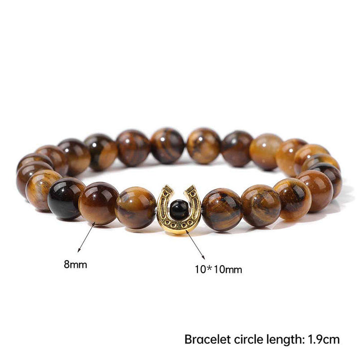 Bracelet pendentif fer à cheval en perles de pierre naturelle Olivenorma de 8 mm