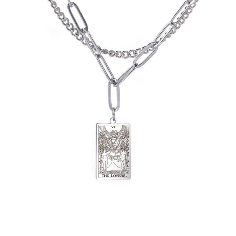Collier à double chaîne avec carte de tarot Olivenorma