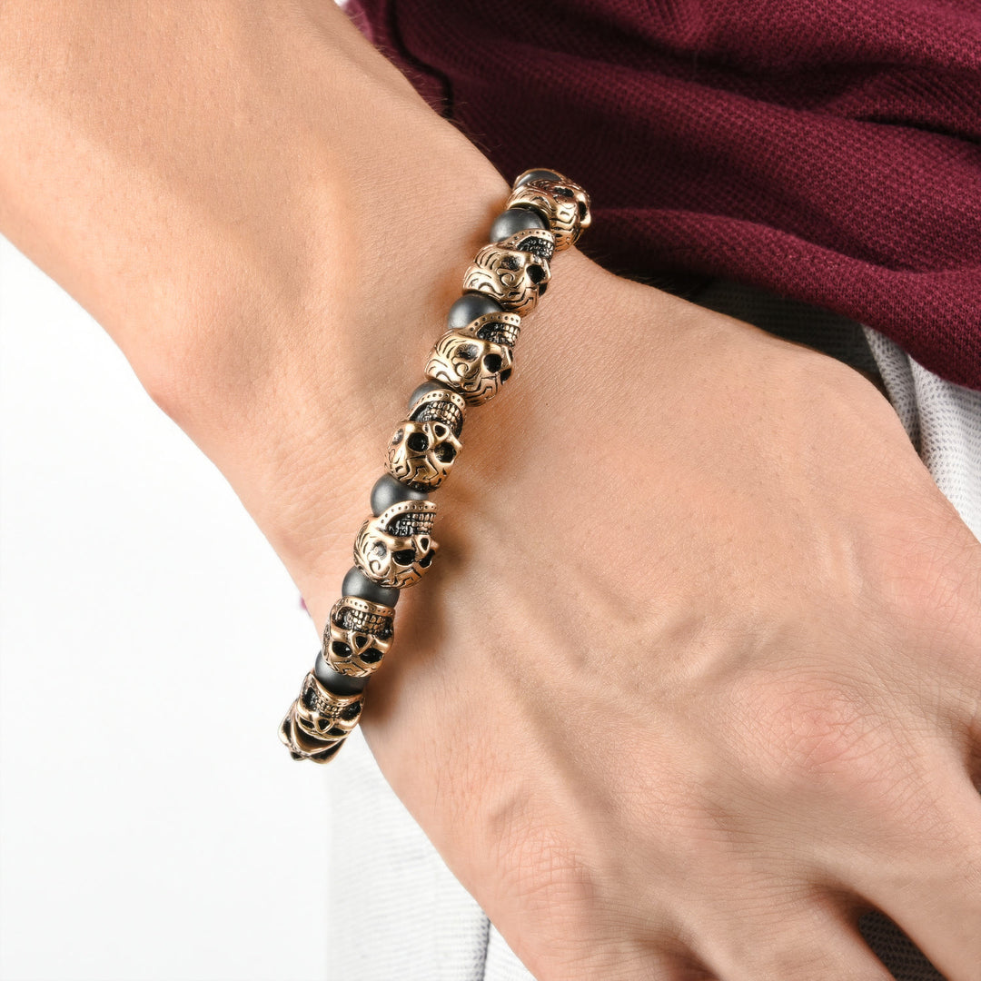 Bracelet Olivenorma en acier inoxydable fait main avec œil de tigre naturel