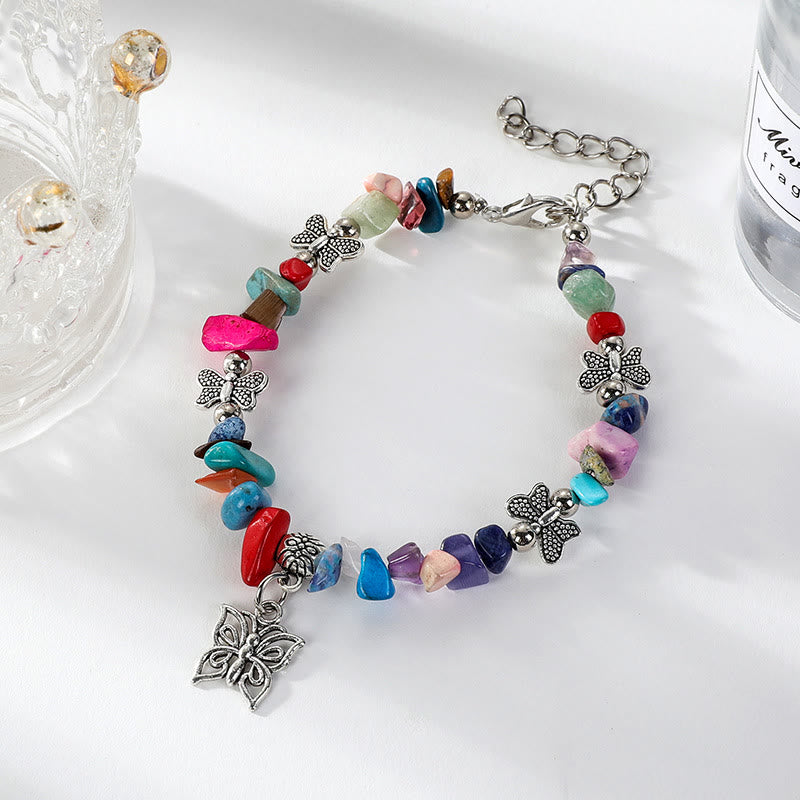 Bracelet à breloques papillon en cristal coloré Olivenorma