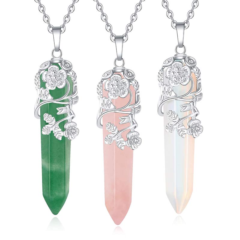Collier à colonne hexagonale en cristal naturel Olivenorma