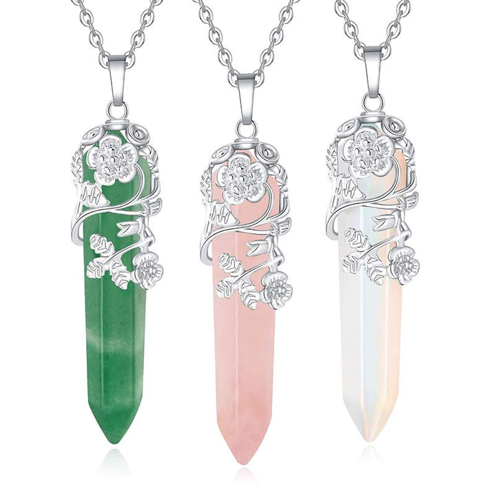 Collier à colonne hexagonale en cristal naturel Olivenorma