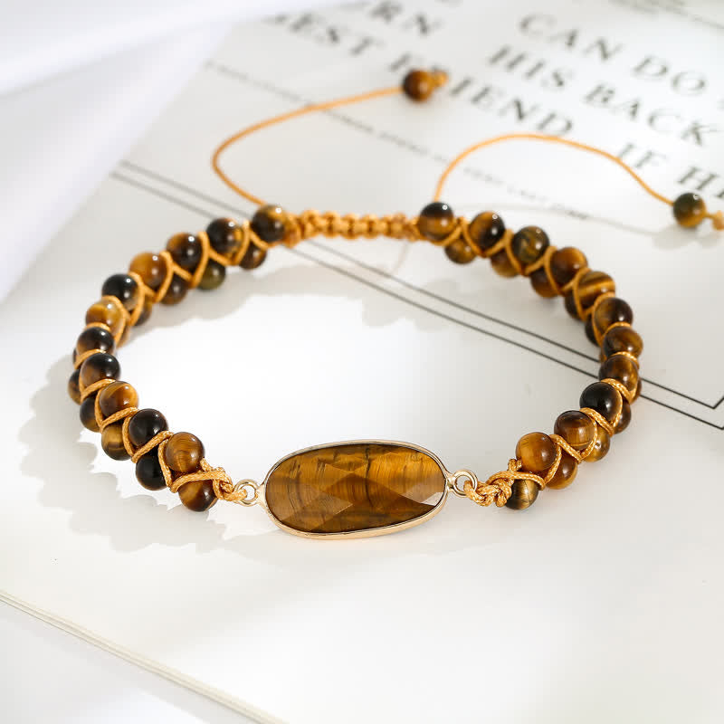 Bracelet tressé en perles d'œil de tigre Olivenorma