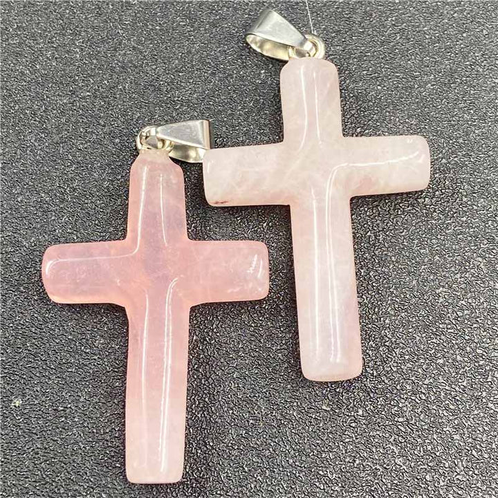 Pendentif de guérison en forme de croix en cristal naturel Olivenorma