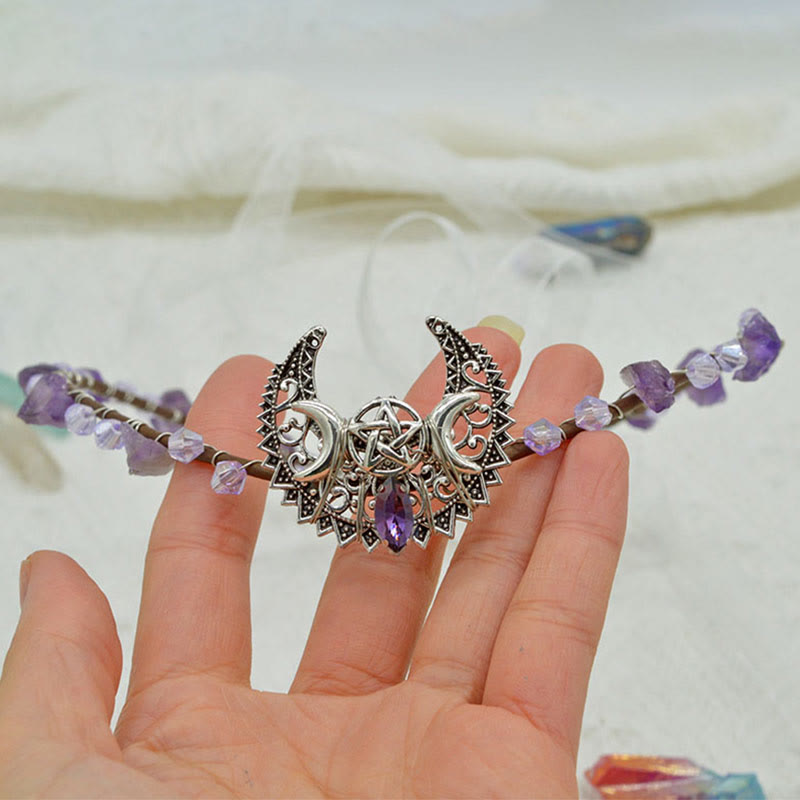 Couronne de lune en cristal blanc améthyste naturel Olivenorma